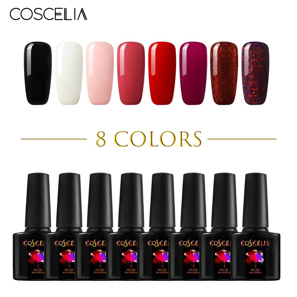

COSCELIA 5/8 Pcs Colors Soak Off Gel Nail Polish For Nail Art Set UV Gel Nail Kit Polish Varnish For Nail Set