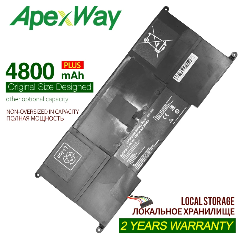 ApexWay 4800 мАч 7,4 V C23-UX21 C23UX21 Аккумулятор для ноутбука Asus Zenbook UX21 UX21A UX21E серия Ultrabook