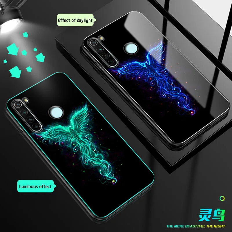 Светящиеся стеклянные чехлы для Xiaomi redmi Note 8 8Pro роскошная стеклянная задняя