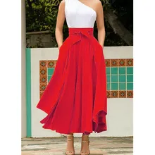 Женские винтажные юбки с высокой талией, женские Макси плиссированные юбки, Длинные Макси модные юбки, женские длинные одноцветные юбки