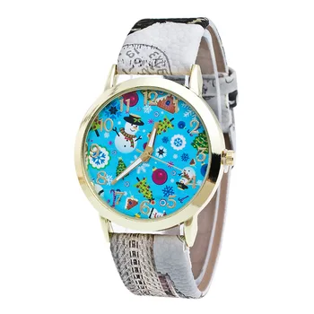 

Women Quartz Watches Printed Faux Leather Strap Round Dial Fashion Cute Watches for Women Girls Christmas LL@17