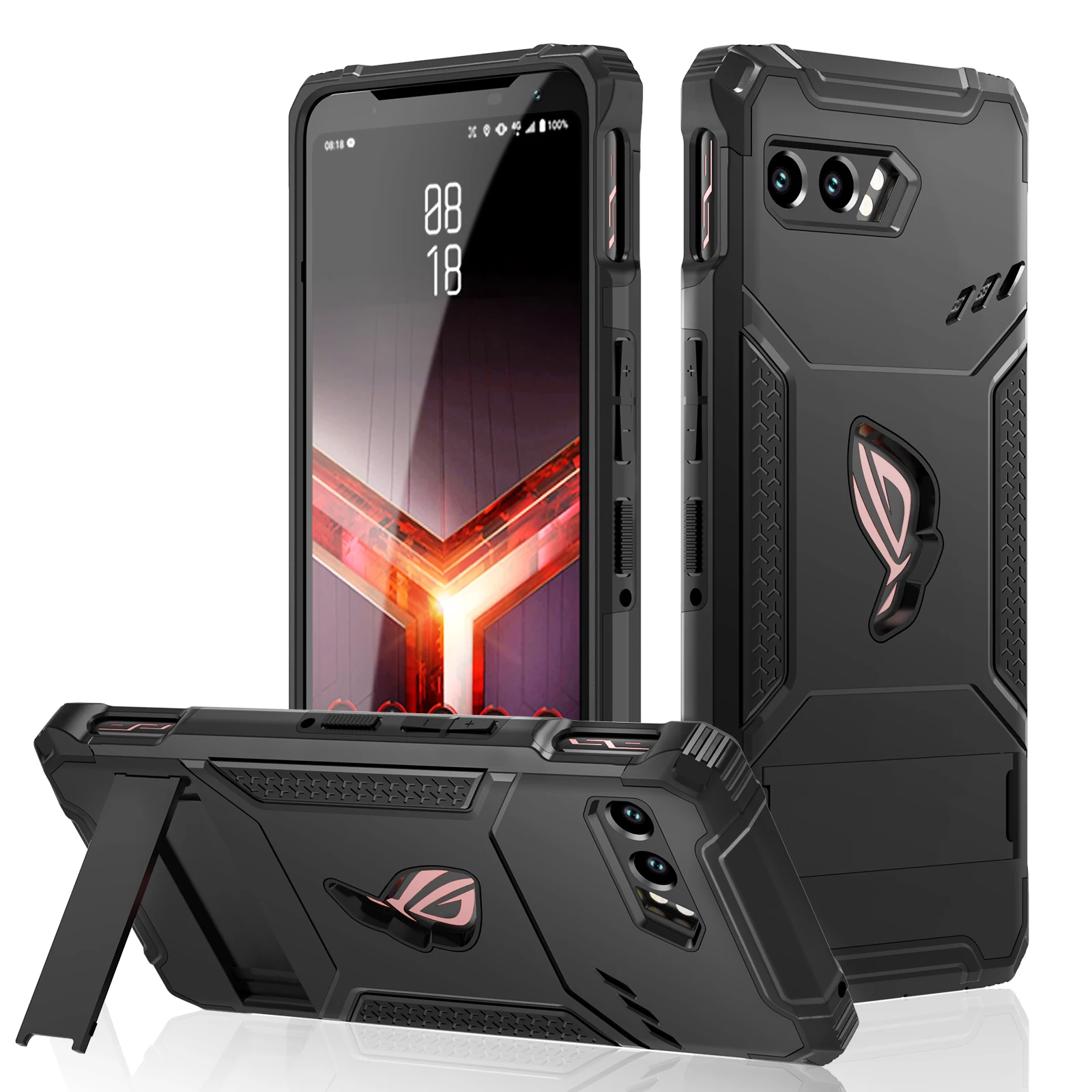 ZSHOW Armor Case for ASUS ROG Phone 2 Case Air Trigger Compatible with Kickstand and Dust Plug Test Grade Drop Protection