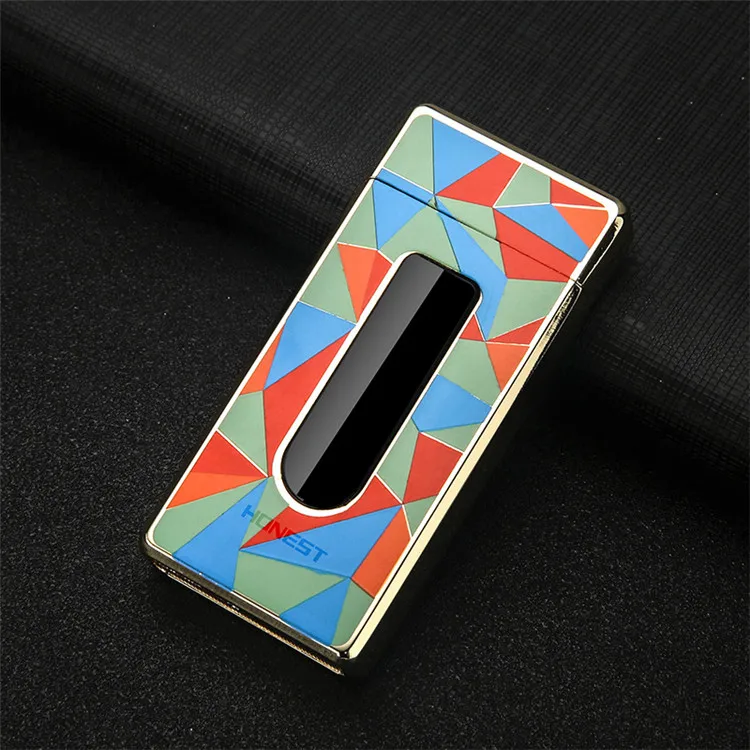 Luxury Double Arc Electric Cigarette Lighter USB Electronic Lighter Plasma Turbo Lighters Slide Touch Ignition Gadgets for Men