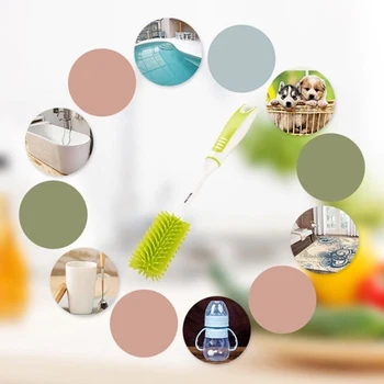 

3 Colors Silicone Brush Long-handled Cup Mug Cleaning Brush Bottle Baby Milk Bottle Washing Brush Home Kitchen Cleaning Tools