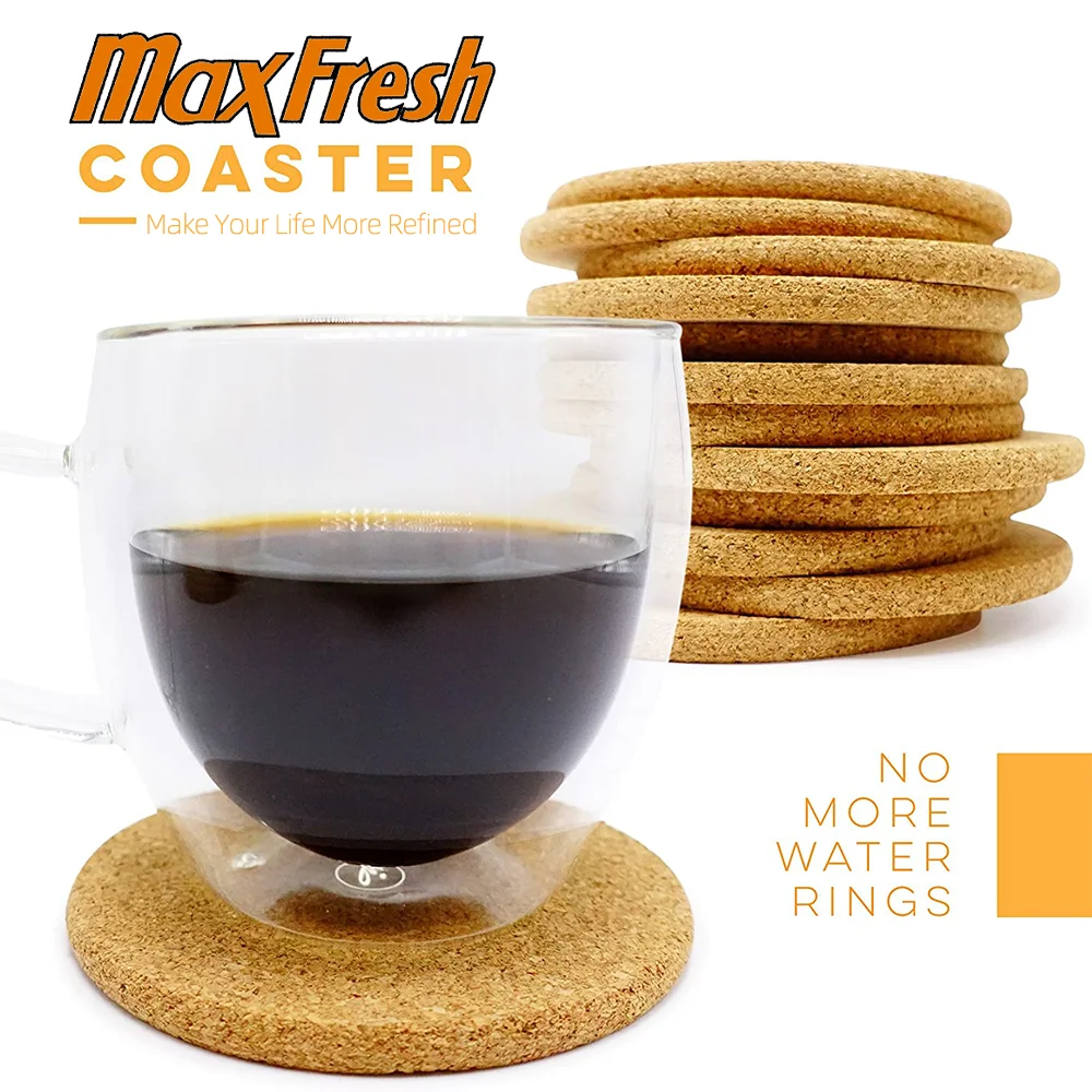 Cork Coaster 1cm Thicken Cup Coasters Tea Coffee Mug Drinks Holder for  Kitchen Natural Wooden Mat Tableware Round Drink Coaster