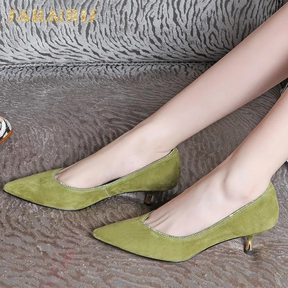 

Sarairis Fashion Hot Sale Kid Suede Pointed Toe Concise Office Pumps Woman Shoes Slip-On Spring/Autumn Lady Pumps Women Shoes