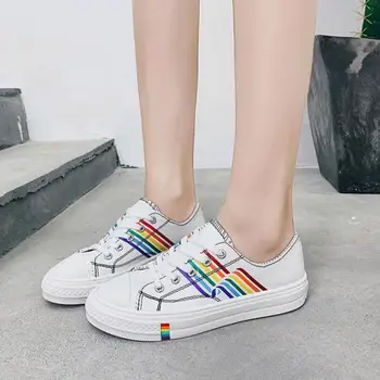 

Colorized leisure Canvas Shoes Women Summer Fresh Fashion Joker Low Help Students Trend Comfortable Non-slip White Sneakers