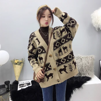 

Sweater Cardigan Loose Harajuku Sweater Jacket Embroidery Autumn Winter Women's Knitted Jacket