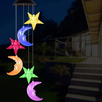 

Color Changing Solar Power Wind Chime Crystal Ball Hummingbird Butterfly Waterproof Outdoor Windchime Light for Patio Yard Garde