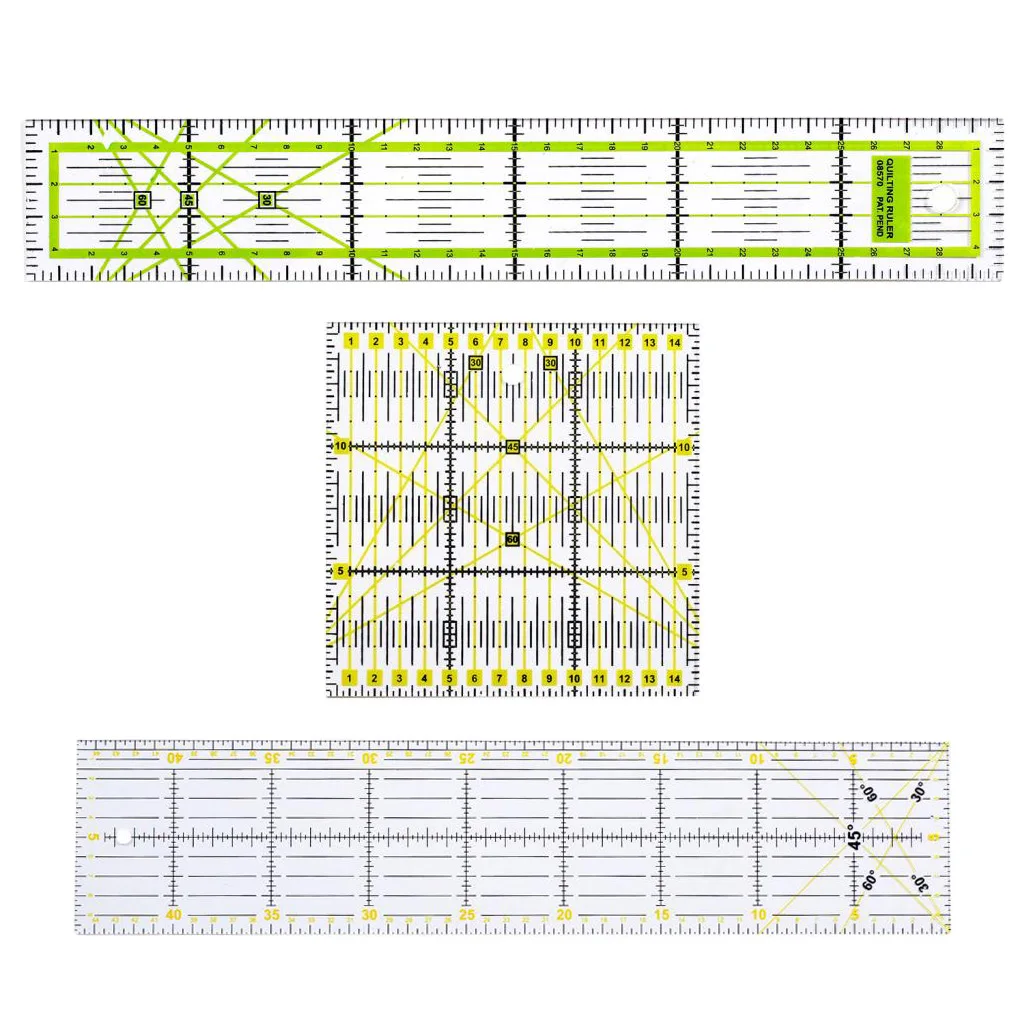3 Pieces Square Rectangle Plastic Quilting Patchwork Template Rulers for DIY Sewing Craft