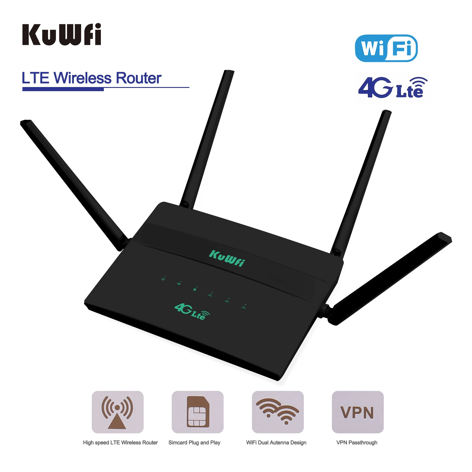 KuWFi – routeur industriel 300Mbps CAT4 4G CPE, extension de Signal Wifi  puissant, Support de 32 utilisateurs de Wifi avec fente pour carte Sim -  AliExpress