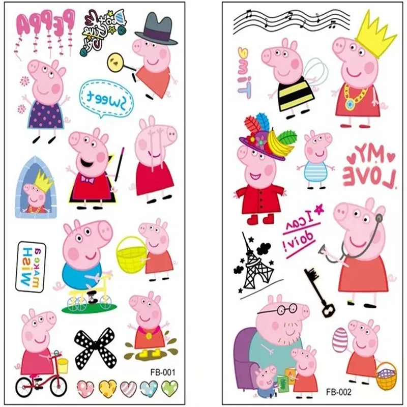 Peppa игрушки "Свинка" Джордж с героями из мультфильма «Свинка Пеппа» из временная татуировка Стикеры детская паста игрушечная Татуировка детская декоративные игрушки Рождественские подарки