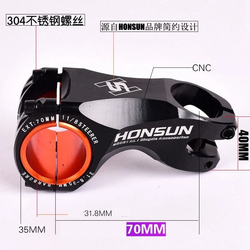 HONSUN руля велосипеда-17 градусов 31,8 мм 35 мм алюминиевый сплав CNC MTB руль для горного велосипеда 28,6 мм* 60 мм DH AM XC стояк руля