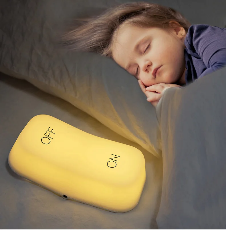 Рождественский подарок светодиодный ночник прикроватная тумбочка для спальни датчик тяжести Переключатель ВКЛ/ВЫКЛ ночник перезаряжаемая детская настольная лампа