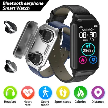 

2 In 1 Smart Bracelet Bluetooth 5.0 Watch Earphones Men Women Sport IP67 Waterproof Fitness Tracker Headphone Smart Watch