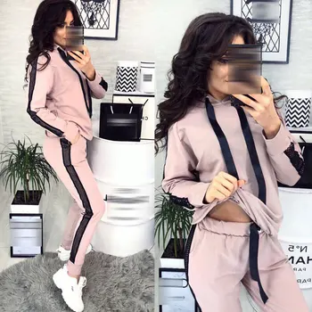

Autumn New Casual Tracksuit Women Two Piece Set Hooded Hoodies Tight Sportswear 2 Pieces Running Sports Suit for Women Suits