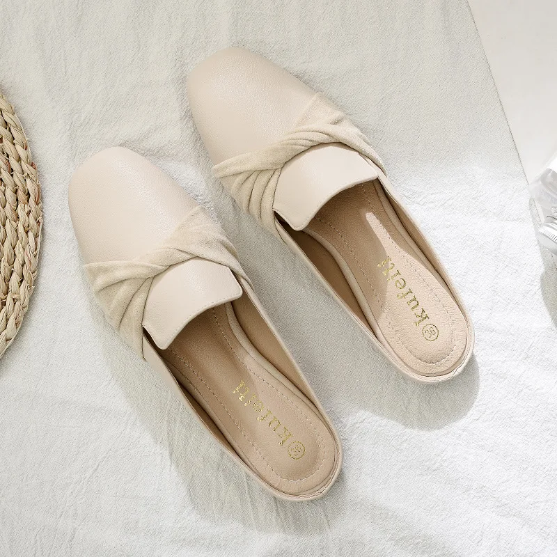 

Shoe Women's 2019 Summer New Style chao wang Red Closed-toe Semi-SLIPPER Women's Slip-on Lazy Slipper Women's Outer Wear Fashion