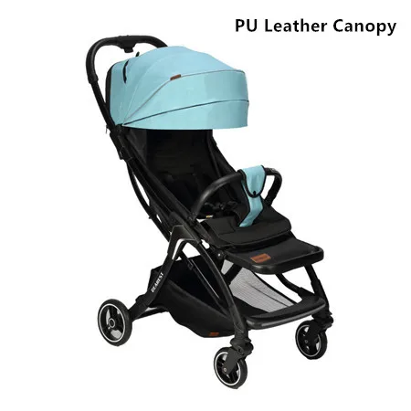 LEATHER LIGHT BLUE Легкая детская коляска, обновленная, Yoya, авто-складная, детская коляска, Cariage cochesitos de bebe, переносная, kinderwaga Wagon, коляски, 11 в подарок - Цвет: LEATHER LIGHT BLUE