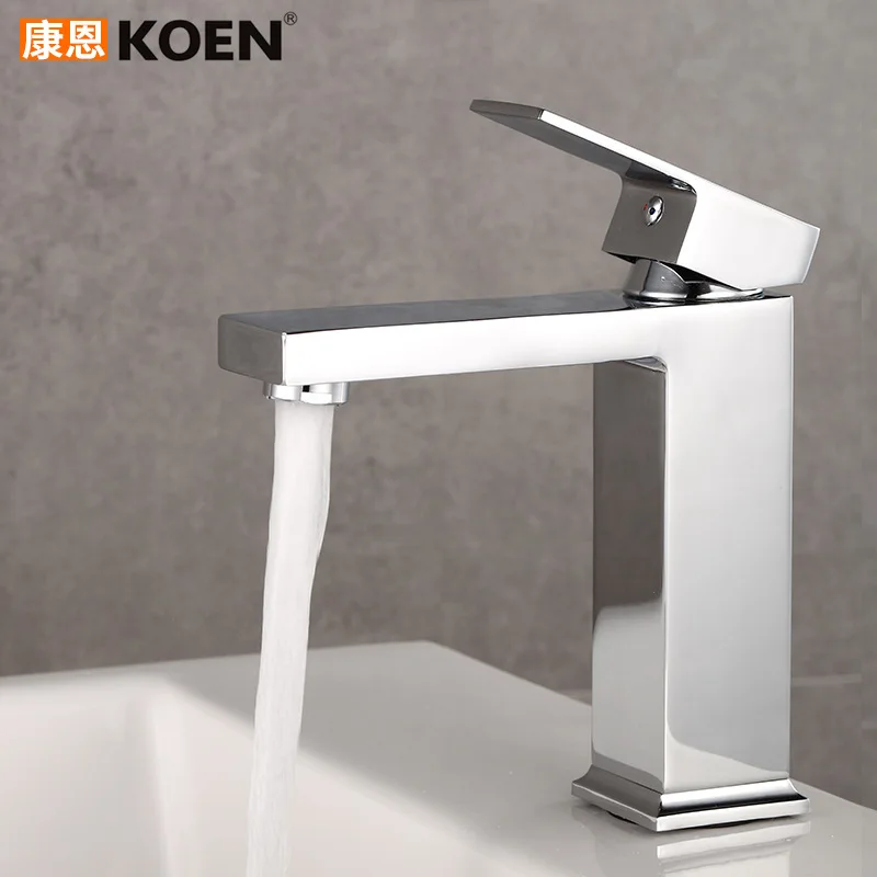 

Square Basin Faucet Copper Bathroom Basin Hot And Cold Faucet Drop-in Sink Tap