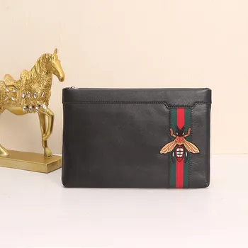 

Kaisiludi 2020 new style leather man bag hand bag soft cowhide fashion man envelope bag large capacity embroidery hand bag