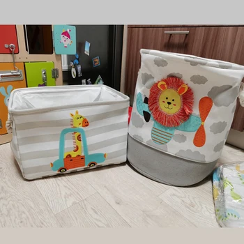 

Baby Laundry Basket Cute Dinosaur Foldable Toy Storage Bucket Picnic Dirty Clothes Basket Box Canvas Organizer Cartoon Animal