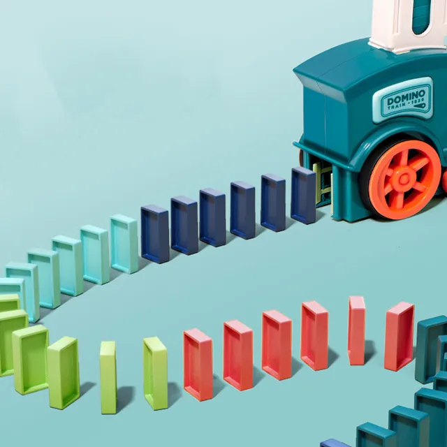 Kid Electric Domino Train Car Set Sound & Light Automatic Laying Dominoes Brick Blocks Game Educational DIY Interactive Toy Gift 2