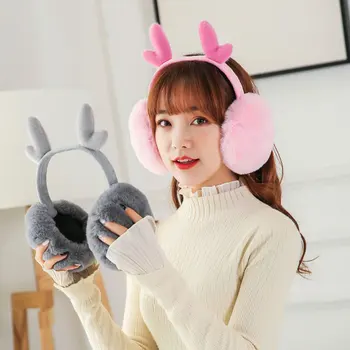 

Winter Thick ear Warmer Plush Fluffy For Girls Headband Ear Cover folding earmuffs sweet cute pink fur headphones ear muffs