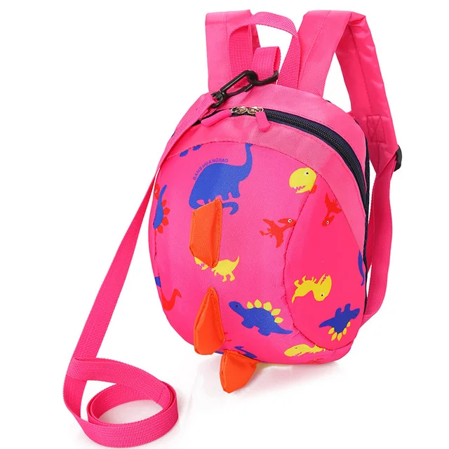 Милый детский рюкзак с ремнем безопасности и динозавром, сумка для малышей, удобная сумка для детей, рюкзак для малышей с защитой от потери запястья - Цвет: Pink
