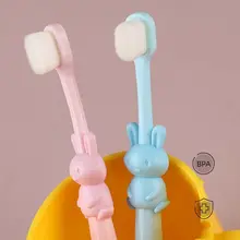 

New Kids Micro Nano Toothbrush Extra Soft Elephant Rabbit Cartoon Design Ultra Fine Soft Bristles Toothbrush Baby Oral Care Tool