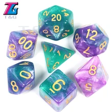 Деликатная креативная Вселенная Galaxy Dice набор D4-D20 с таинственным королевским синим микс черный, блестящая пудра ForTRPG, DND настольная игра