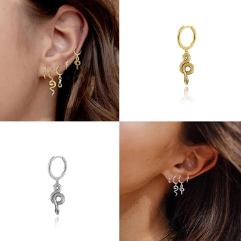 

MARY Personality Snake 100% 925 Sterling Silver Hoop Earrings For Women Pendientes zircon earrings Birthday Present brinco