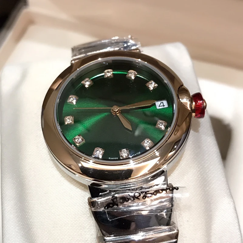 Горячая Марка, модные роскошные часы с зеленым циферблатом, циферблат из жемчуга, автоматические часы, ремешок из змеиной кожи, розовое золото, нержавеющая сталь