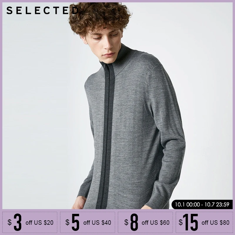 

SELECTED Men zipper collar wool cardigan Sweater| 418324513