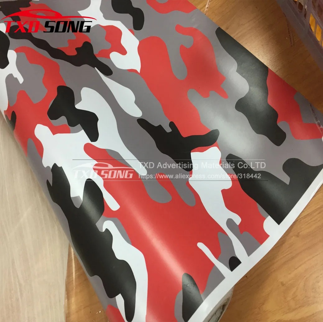 red camo Новое поступление, Снежная камуфляжная виниловая пленка, камуфляжная виниловая пленка для автомобиля, наклейка на велосипед, консоль, компьютер, ноутбук, кожа, скутер, мотоцикл - Название цвета: red camo