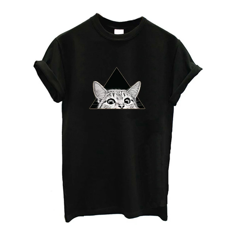 Хлопок друзья ТВ футболка femme женские рубашки женская футболка леопардовая футболка Женские футболки с коротким рукавом винтажный принт - Цвет: triangle black