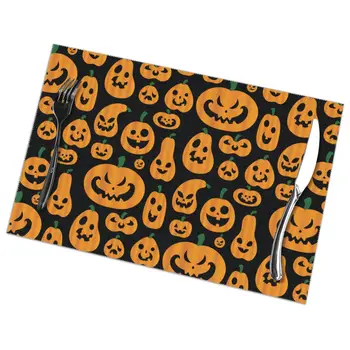 

Tableware Pad Placemats 6 PcsTable Mat Non-Slip Halloween Patterns Placemats for Dining Table