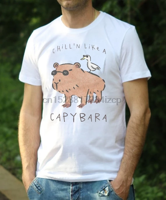Capybara art футболка Забавный принт капибара хлопок трендовые футболки с животными |