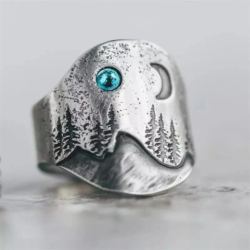 Classic Women's Silver Plated Nature Mountain Range Ring Engagement Wedding Band Rings for Women Female Boho Fashion Jewelry | Украшения