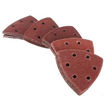 

50pcs/Set 90mm 40-180 Grits 6 Holes Triangle Aluminium Oxide Sandpapers Detailing Mouse Polisher Abrasive Tools