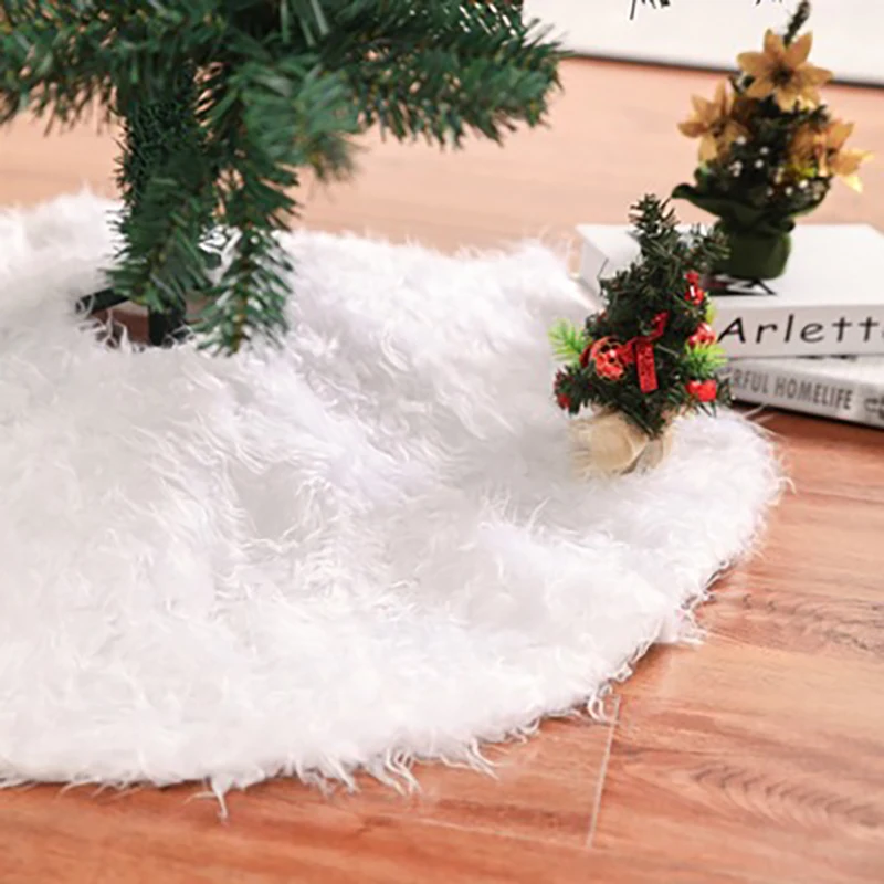 Holiday Tree Ornaments Round Snow White Xmas Tree Skirt Mat Base Cover for Merry Christmas Decor /& New Year Party Holiday Home Decorations QOONESTL Christmas Tree White Plush Skirt