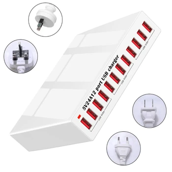 

Universal 12-Port 5V 2.4A USB Charger Station Power Supply Charging Hub for Cellphone Tablet fit School Mall Hotel Shop and more
