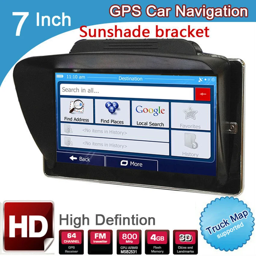 7 дюймовый HD автомобильный грузовик OS CE6.0 800*480 MTK MS2531 GPS навигация 800 мгц/FM/8 гб/DDR 128 м