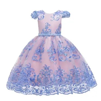 

Pink Girls Christmas Princess Dress Short Sleeve Cutout Backless Floral Lace Applique Pageant Dress Stage Performance Clothing