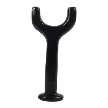 

U-shaped Cervical Vertebra Scraping Plate Health Brown Stone Needle Two Prismatic Massage Scraping Board for Home Store (Black)