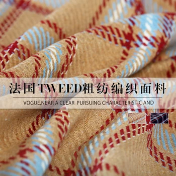 

19 New Spring Nylon Modacrylic Cotton Tweed Fabric For Women Dress Coat 148cm Wide Glen Plaid Fashion cloth For DIY Sewing Sale