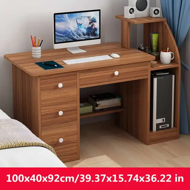 39inch Computer Desk Laptop Desk Writing Table Study Desk with Drawers  Shelves Office Furniture PC Laptop Workstation Home - AliExpress Đồ Nội Thất