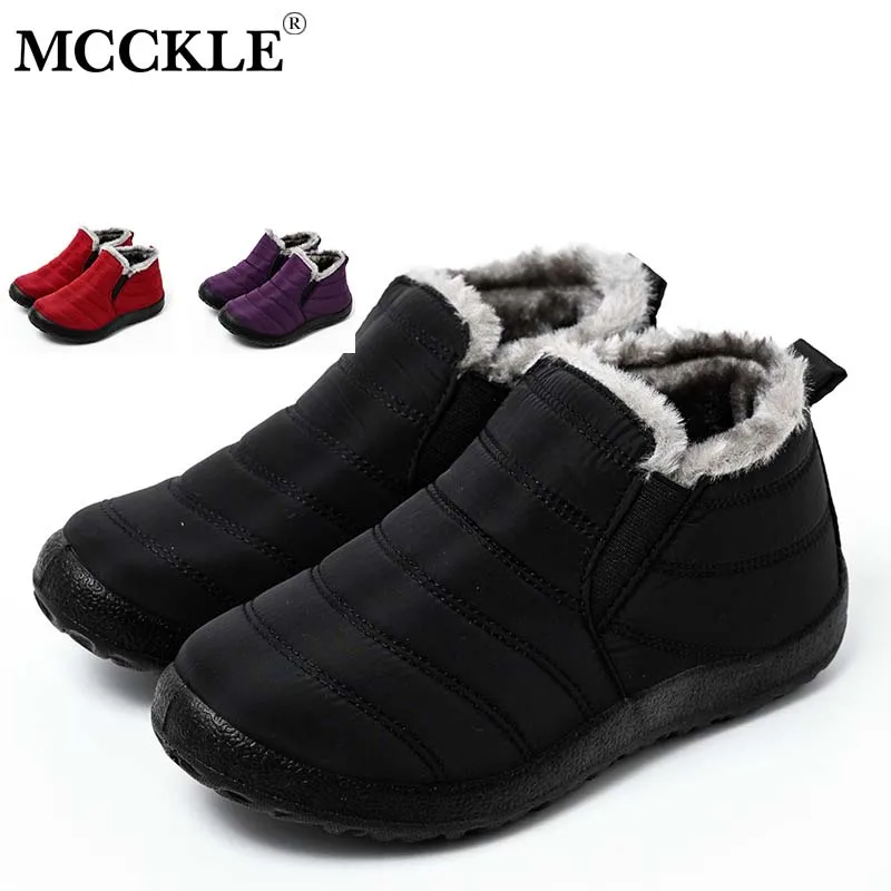 Botas ultraligeras para Mujer, botines de nieve impermeables, zapatos planos casuales de felpa, para invierno