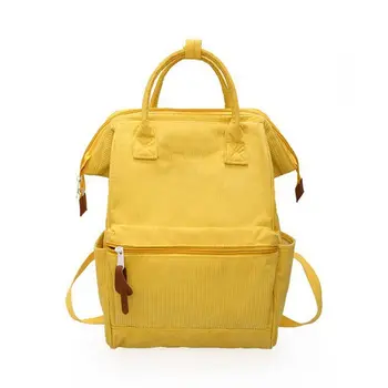 

2019 Yellow Corduroy Backpack Women Mochila Large Capacity School Bags for Teenage Girls Female Rucksack Casual Back Pack Bag