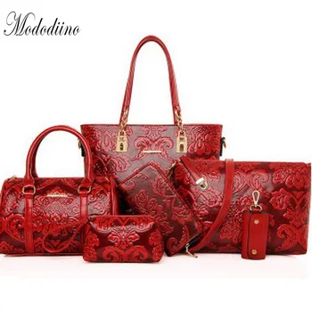 

Mododiino Women Composite Bag Luxury Leather Purse And Handbags Shoulder Bag High Quality Leather Crossbody Bag 6pcs Set DNV1191