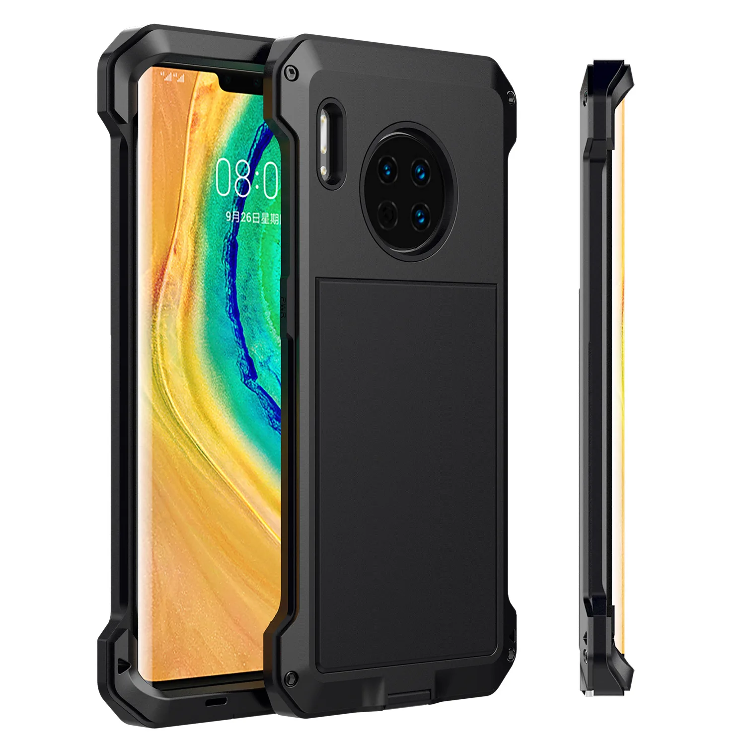 

Hybrid Tank 360 Full Protection Case For Huawei Mate 30 Pro 4g Aluminum Metal Silicone Shockproof Protection Case Cover
